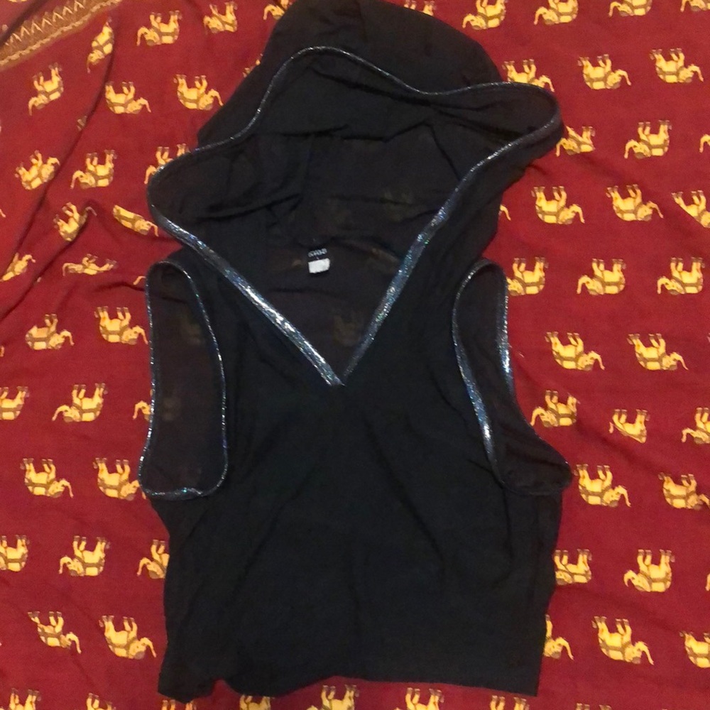 Little Black Diamond cropped mesh Rave hoodie